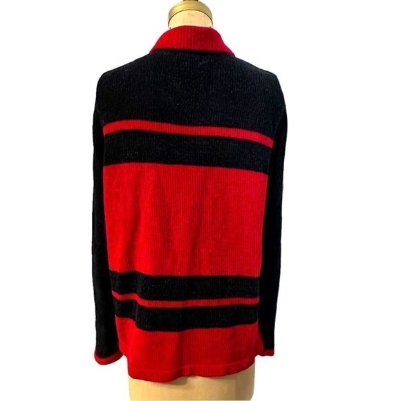 Designers Originals Studio Red and Black Chenille Zip Cardigan - Picture 3 of 9